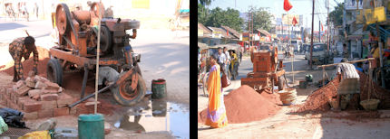Machacadora de ladrillo en calle de Agártala. Machacadora de ladrillo en calle de Agártala.